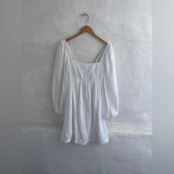 NWT J.crew 100% cotton dress in white Beautiful smocked mini dress - Picture 14 of 16